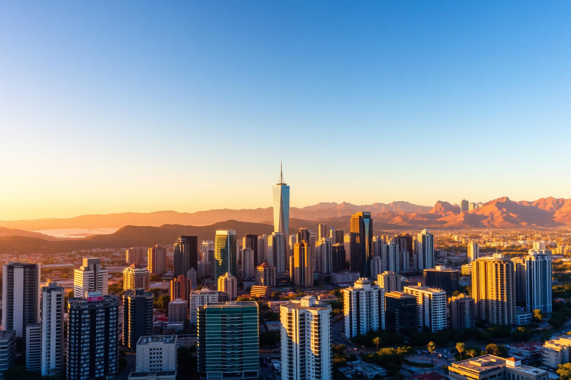 Skyline de Latinoamérica al anochecer
